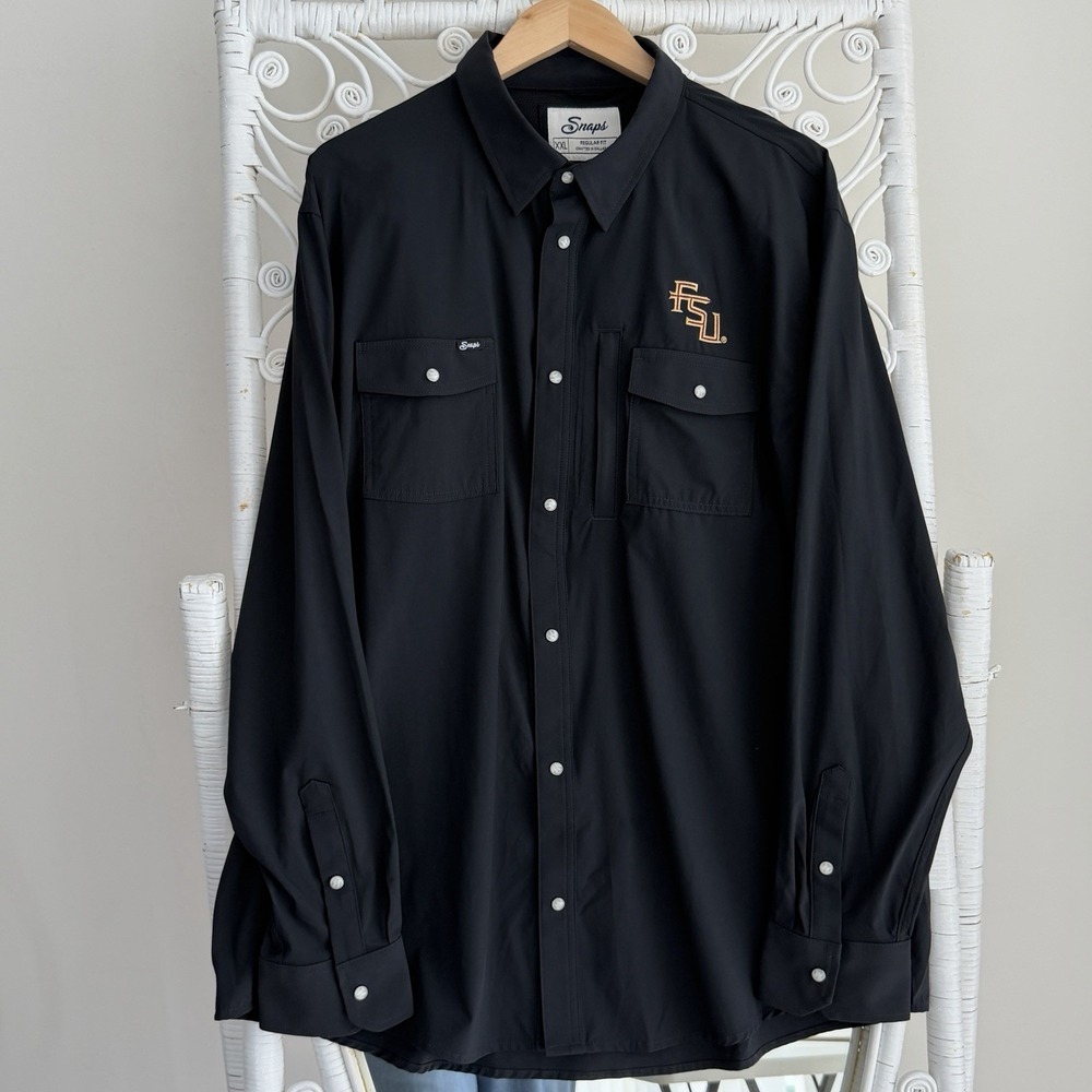 Snaps Tailgater Western Shirt Mens XXL Black Pearl Snap Florida State Seminoles